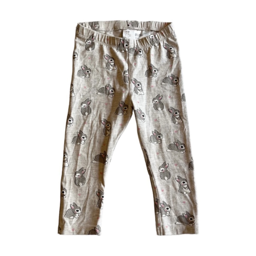H&M bunny & hearts print leggings 9-12 months - Picture 1 of 6